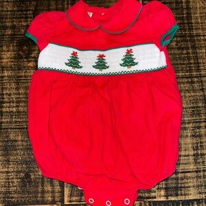 Smocked Christmas Bubble size 12 months